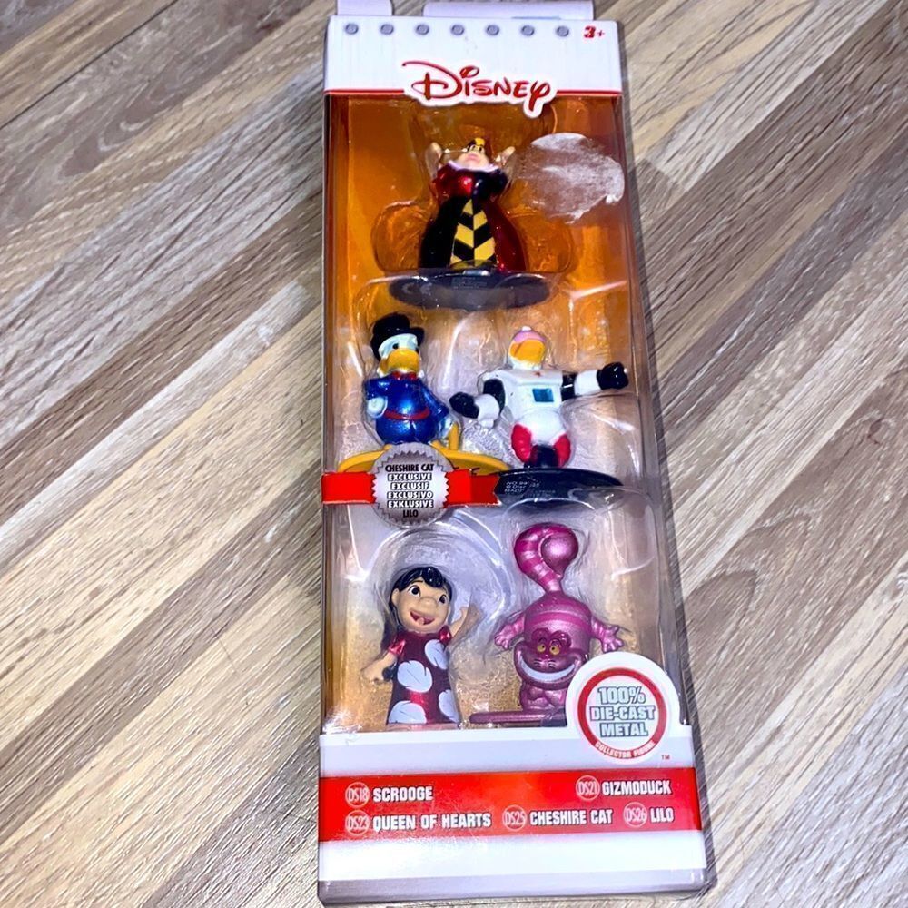 Disney metal Figures Set Scrooge Gizmoduck Lilo Cheshire Cat Queen of Hearts